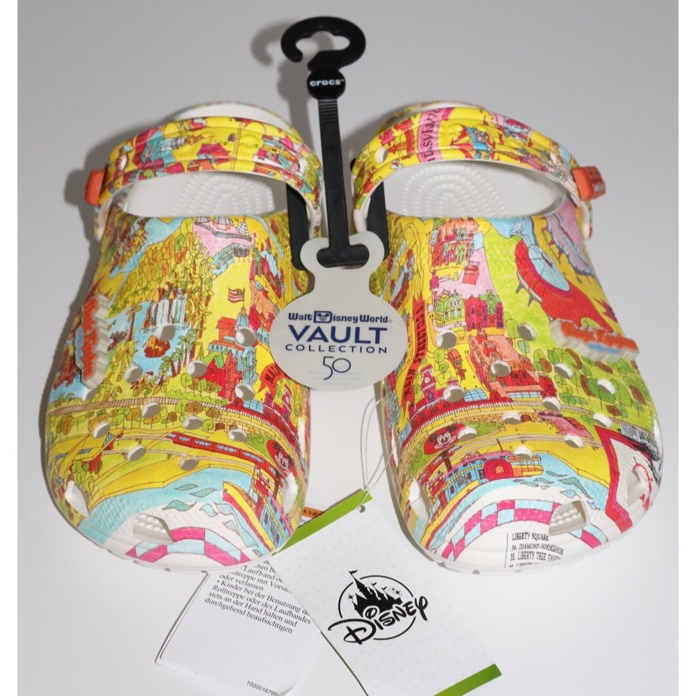 Walt Disney World Parks CROCS Map Vault 50th Anniversary Collection M 6 W 8 NEW